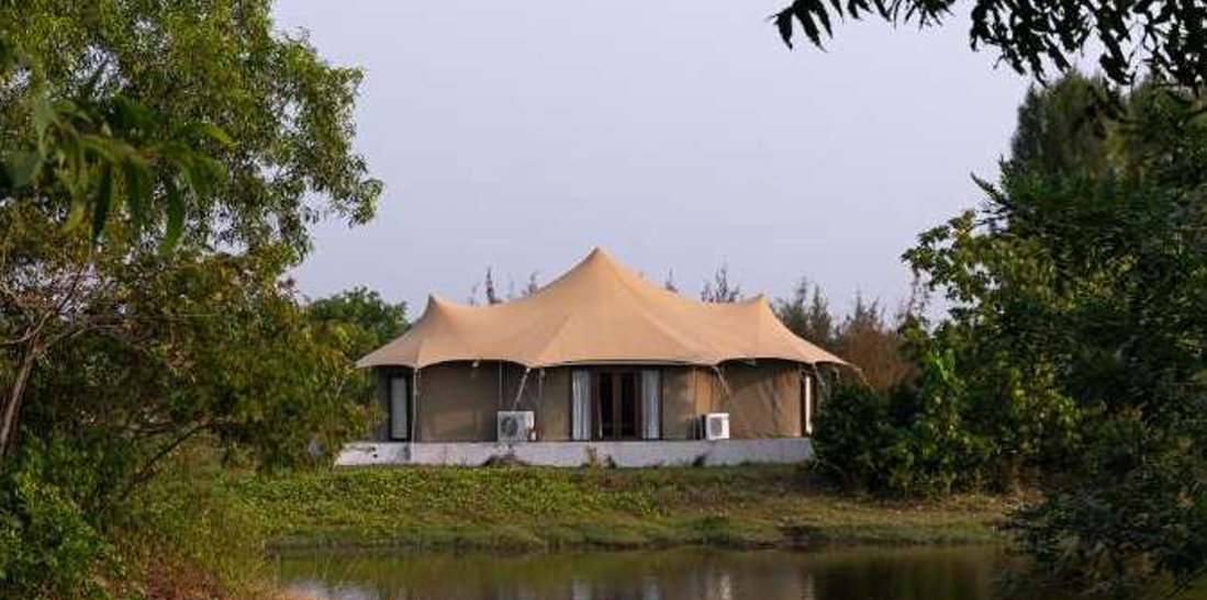 Three Conical Tent Side View